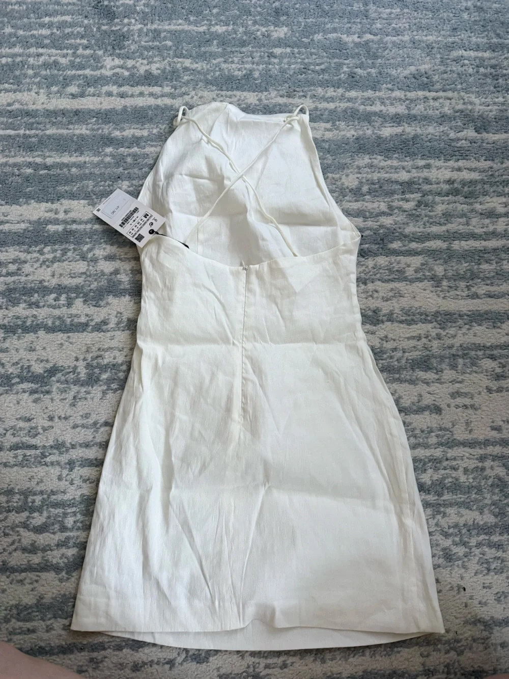 Zara Ivory Draped Linen Blend Mini Dress - Picture 7 of 8